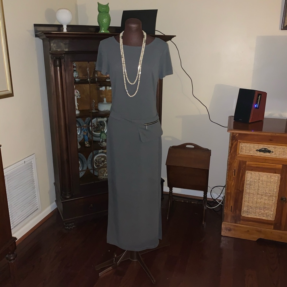 Grey dress with purse belt